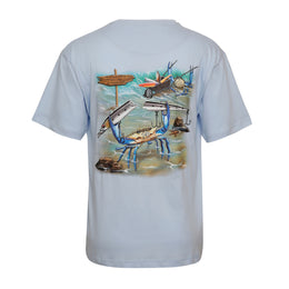 Qassar Half Sleeve Cotton T-Shirt - Crab Blue